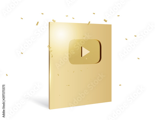 Gold Video Player button vector illustration