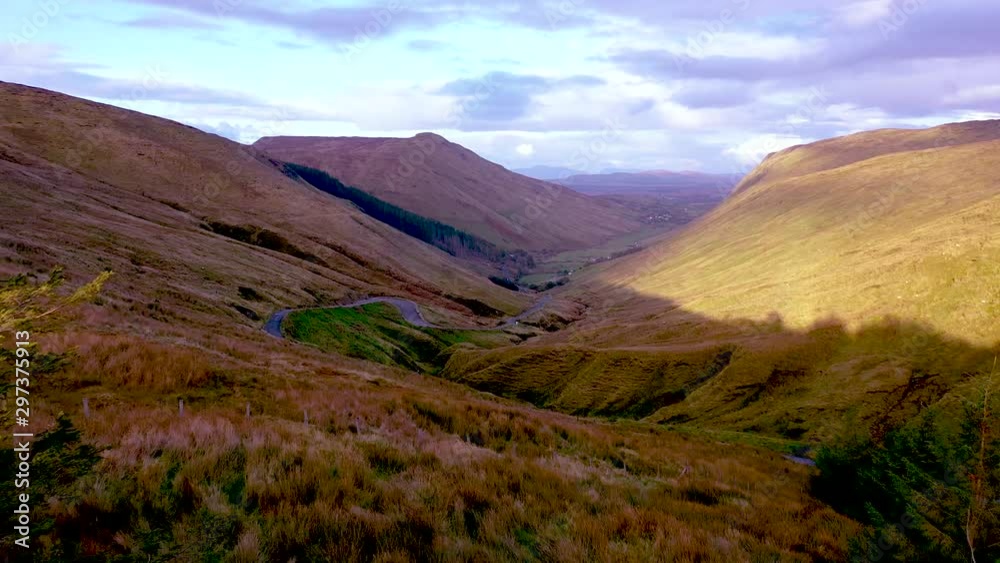 Aerial view of Glengesh Pass by Ardara, Donegal, Ireland