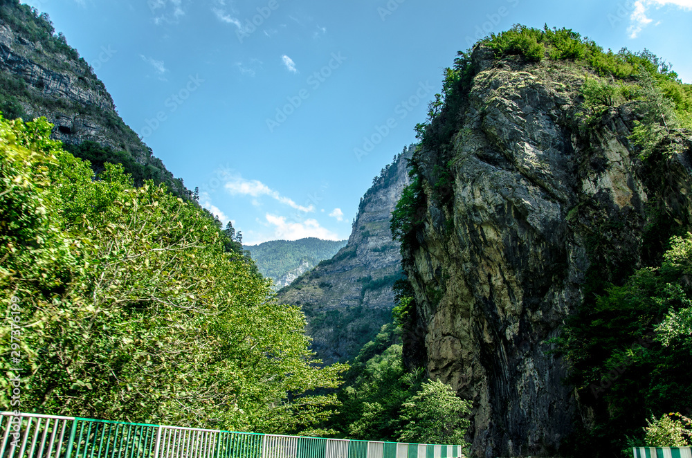 mountain and river