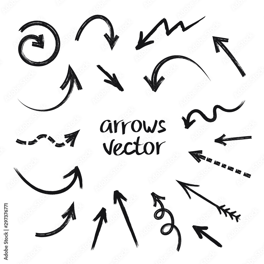 Grunge arrows vector set on white background Grunge arrows vector set on white background