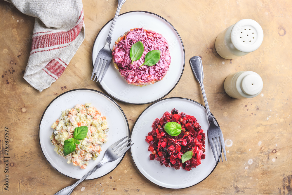 Assortment salad of Russian cuisine