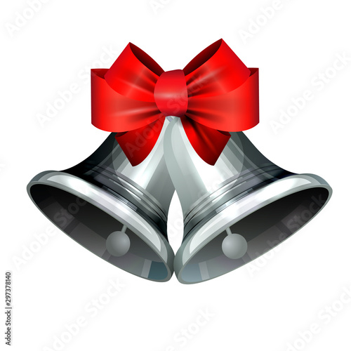Realistic silver bell isolated on white