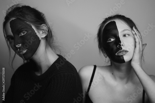 Two gorgeous girl in studio...