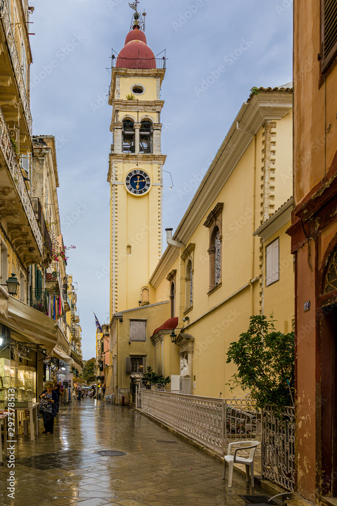 In the streets of Kerkira, the capital of Corfu, Greece
