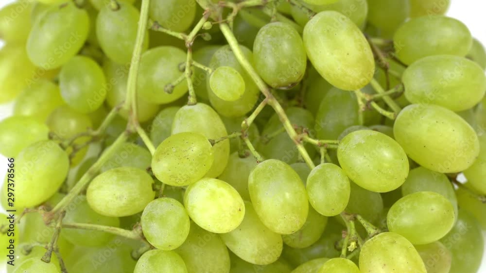 green grape rotating closeup slow motion 4k, isolated on white green grape rotating closeup slow motion 4k, isolated on white