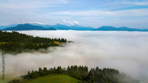 Aerial view from the heights of the road that runs through the Slovak Mountains