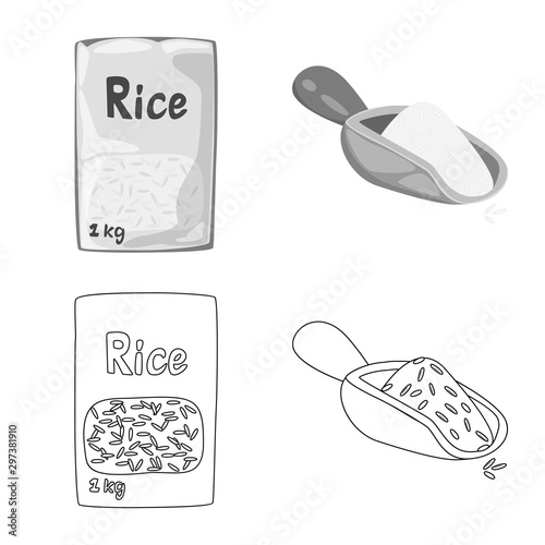 Vector design of crop and ecological sign. Collection of crop and cooking stock symbol for web.
