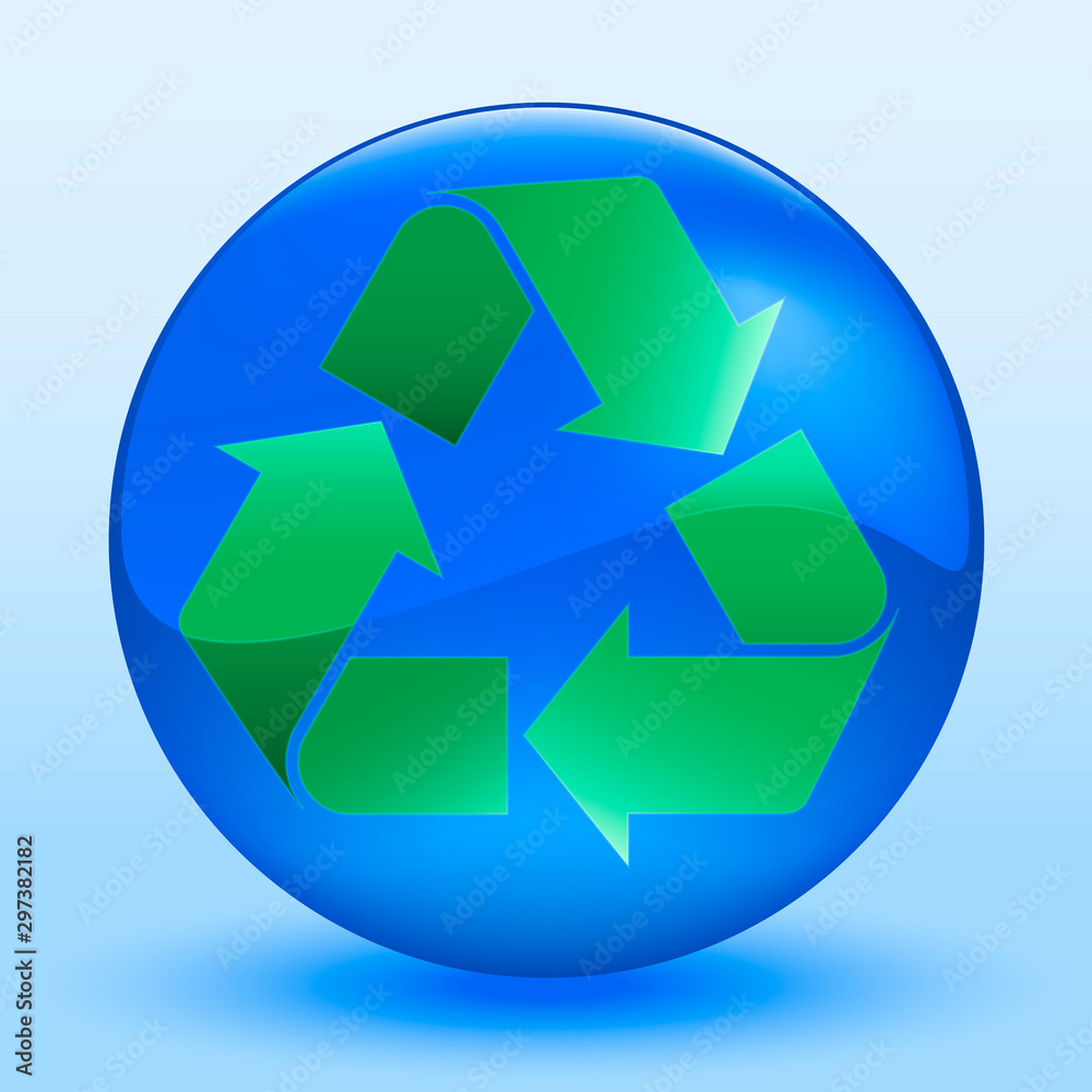 Recycle sign into a sphere. Shiny and crisp. Recycle sign into a sphere. Shiny and crisp.