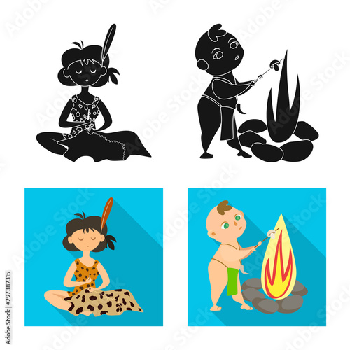 Isolated object of evolution and prehistory symbol. Collection of evolution and development stock symbol for web.