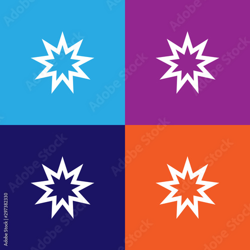 Baha Nine pointed star sign icon. Element of religion sign icon for mobile concept and web apps. Detailed Baha Nine pointed star icon can be used for web and mobile photo