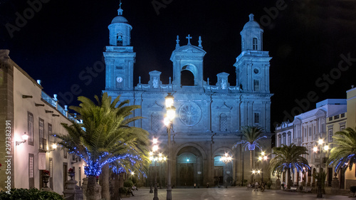 Night view of the Plaza de Santa Ana in Las Palmas de Gran Canaria