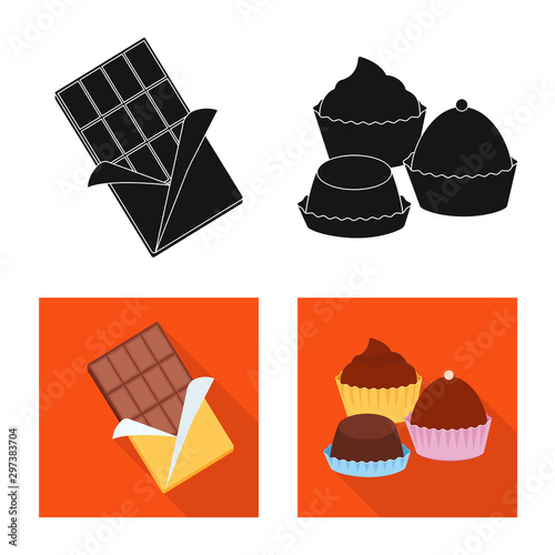 Isolated object of food and yummy logo. Set of food and brown stock vector illustration.