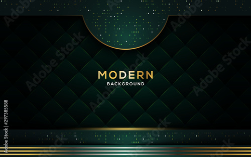 Luxury dark green background with overlap layer