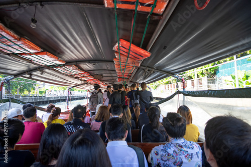 20 October 2019 Images of people on board a boat in Bangkok, Thailand