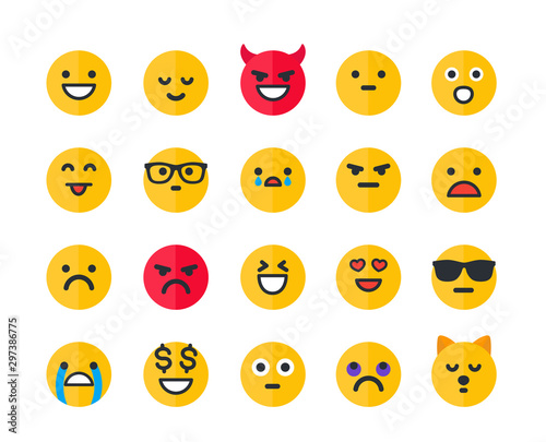 Emoticons, emoji vector icons set