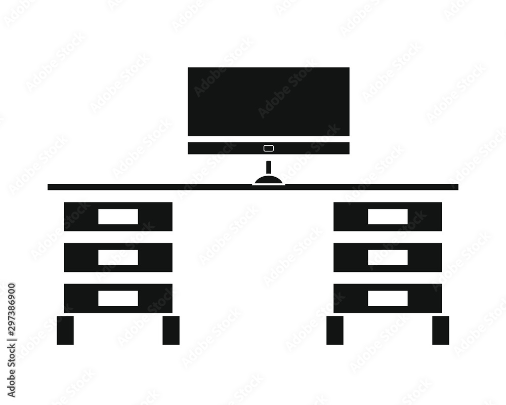 Simple icon vector, shaped office table Simple icon vector, shaped office table