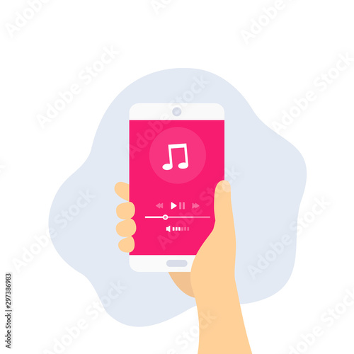 Music streaming player, mobile ui, phone in hand