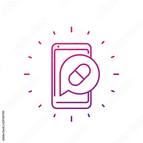 pill reminder app line icon