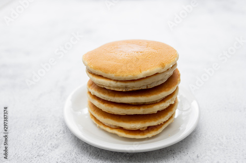 Pancakes breakfast or snack, isolated on white background.