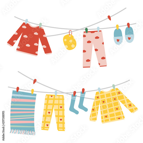 cute things are dried on a clothesline