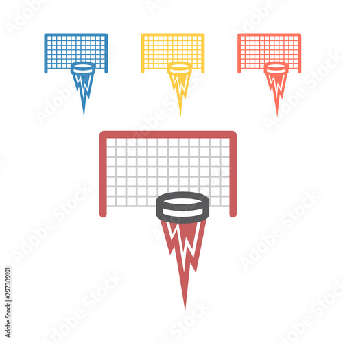Canvas Print Hockey Stick And Puck line icon. Vector signs for web graphics