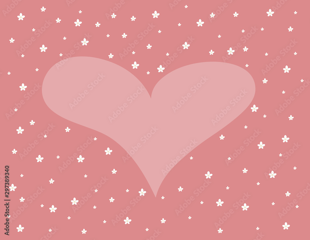 Background with heart and flowers. Valentine's Day. vector