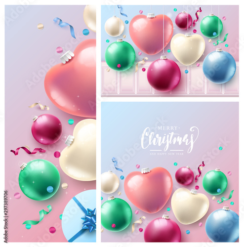 Modern Christmas headers with glass baubles