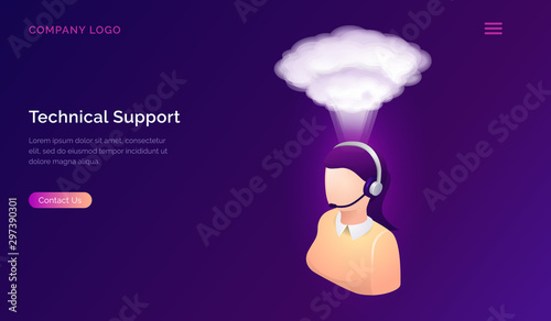 Technical support or online assistant isometric concept vector illustration