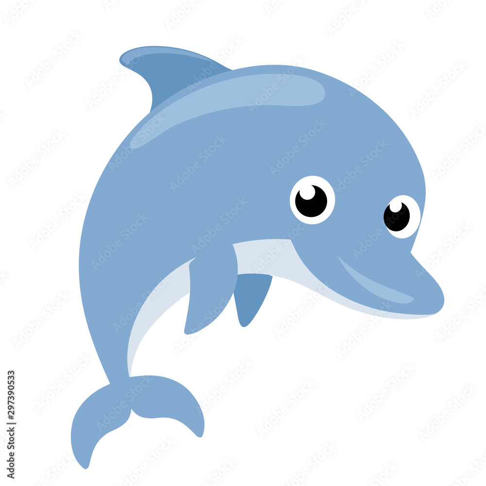 Illustration of a cute dolphin flat icon Illustration of a cute dolphin flat icon