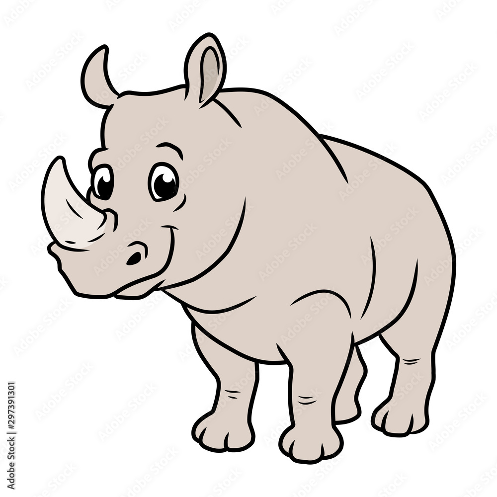Fototapeta premium Illustration of a smiling rhinoceros
