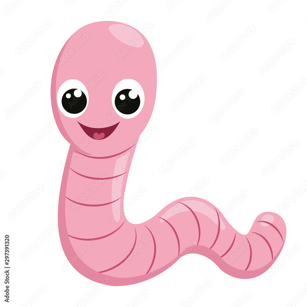 Fototapeta premium Illustration of a smiling worm flat icon