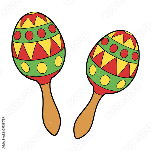 Illustration of two colorful maracas