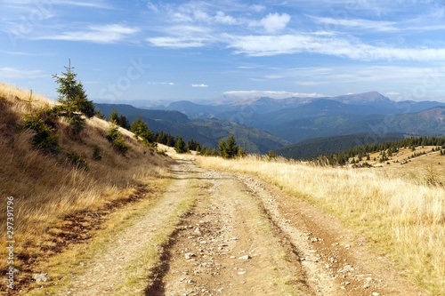 Mount Hoverla or Goverla and unpaved road,