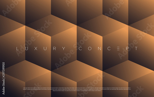 Black premium background with luxury dark golden geometric elements. Rich background for poster, banner, flyer, presentation, web design etc. Vector EPS