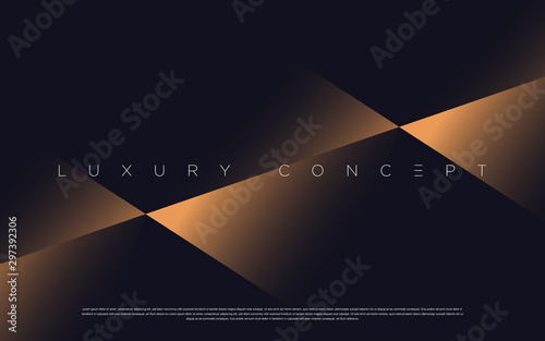 Black premium background with luxury dark golden geometric elements. Rich background for poster, banner, flyer, presentation, web design etc. Vector EPS