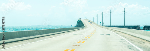 Panorama of Road US1 to Key West over Florida keys photo