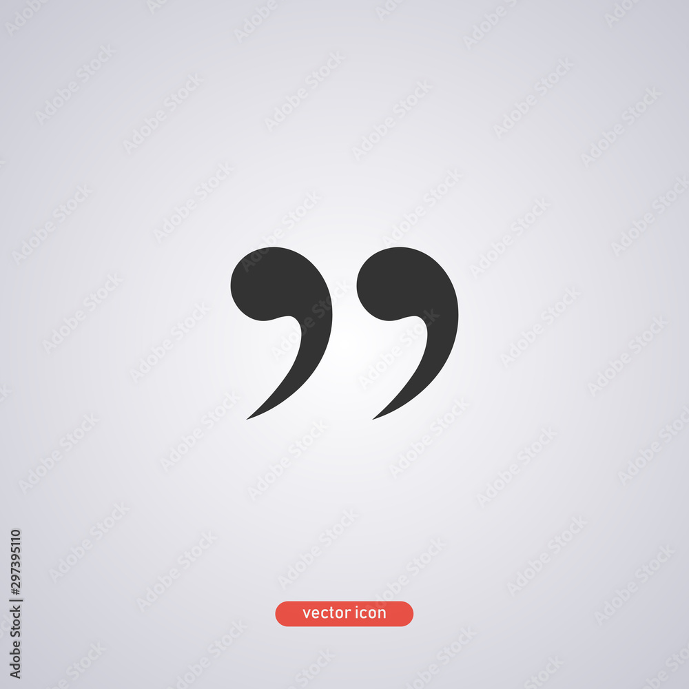 Black quote icon in flat style isolated on gray background. Vector illustration Black quote icon in flat style isolated on gray background. Vector illustration