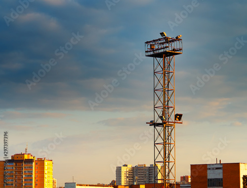 Illumination tower industrial background