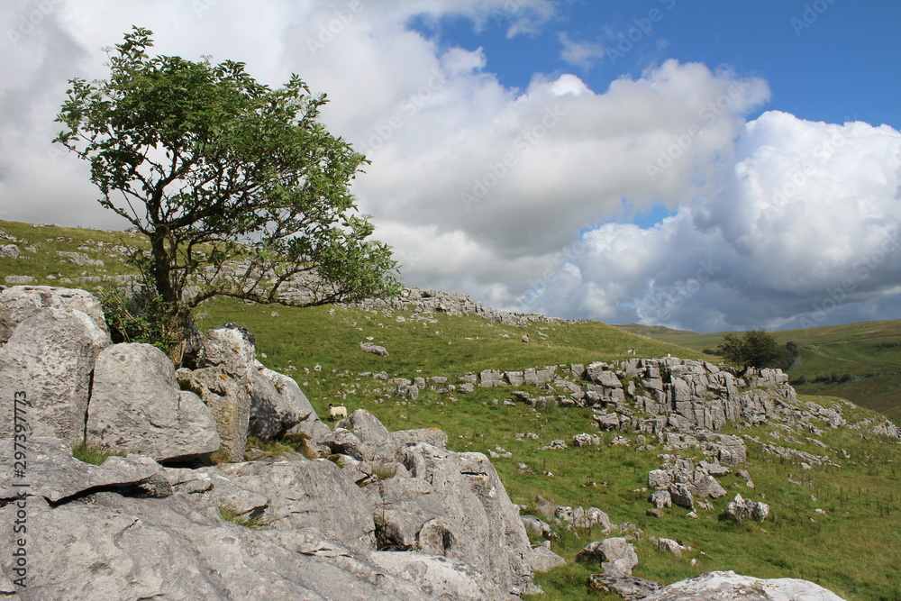 rocks and blue sky yorkshire dales