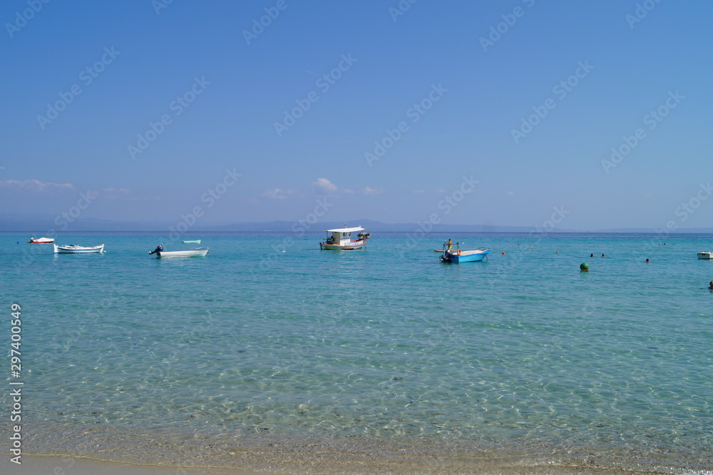 seascape in summer, boats on the water