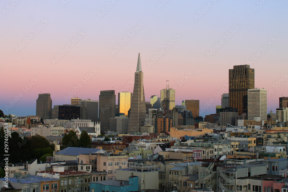 The pink San Francisco sunset