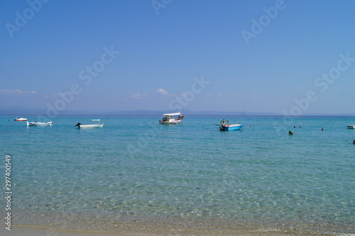 seascape in summer, boats on the water © Olha