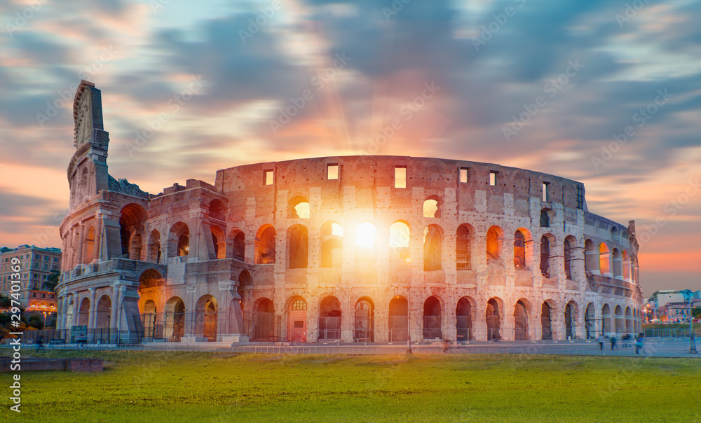 Colosseum in Rome at amazing sunset -  Colosseum is the most landmark in Rome.