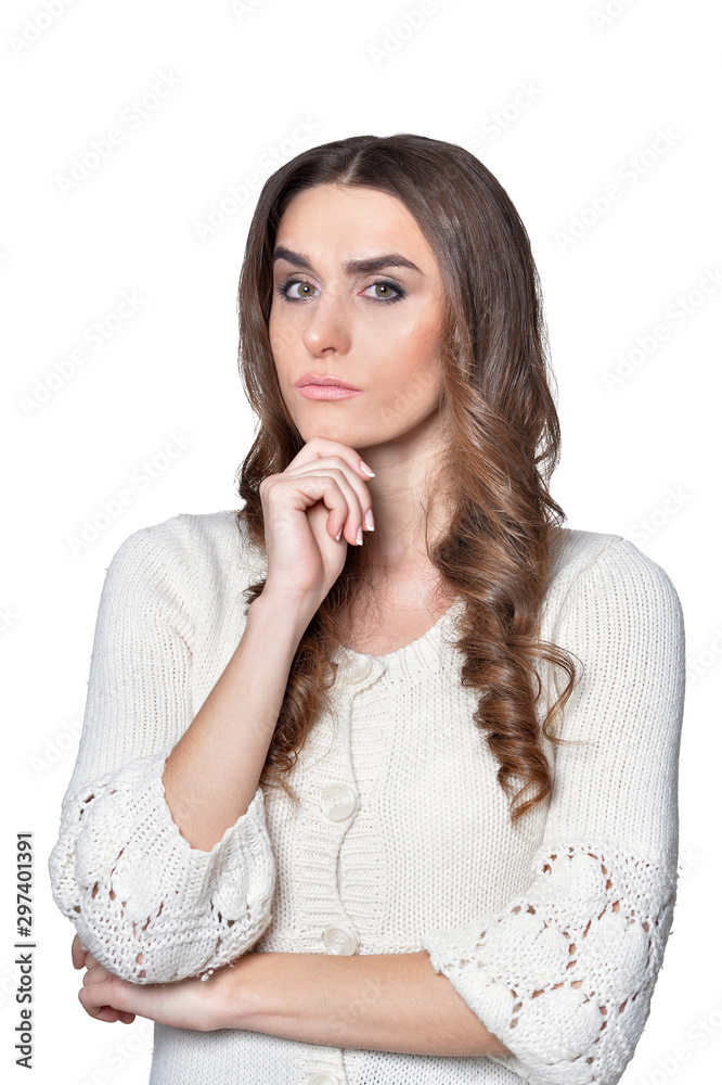 Portrait of beautiful woman isolated on white Portrait of beautiful woman isolated on white