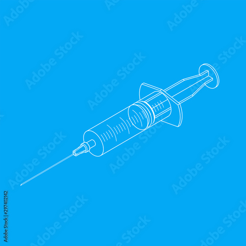 isometric medicine disposable syringe illustration.