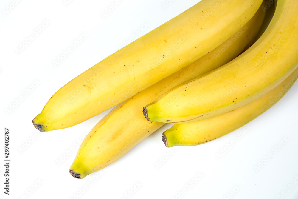 bananas against white background. four things