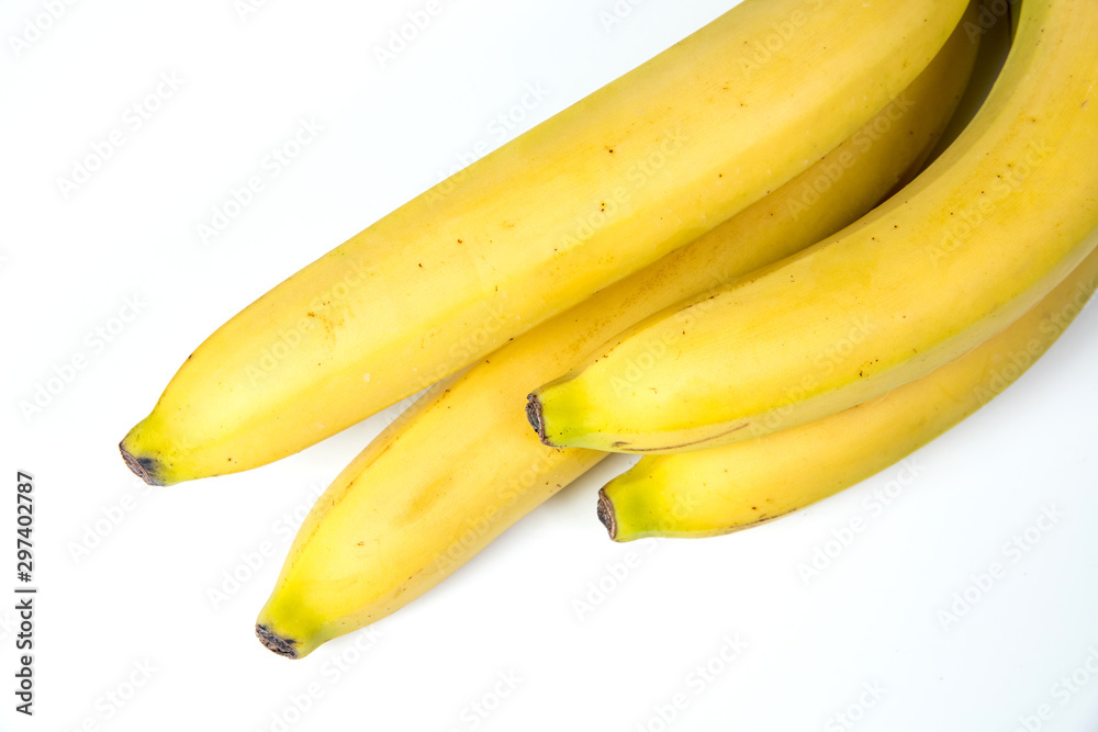 bananas against white background. four things bananas against white background. four things