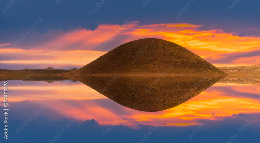 Meke Crater Lake at sunset - Konya - Turkey - obrazy, fototapety, plakaty 