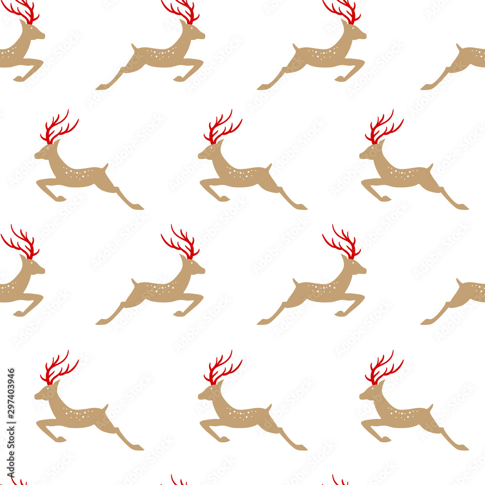 Christmas seamless with deer. Vector