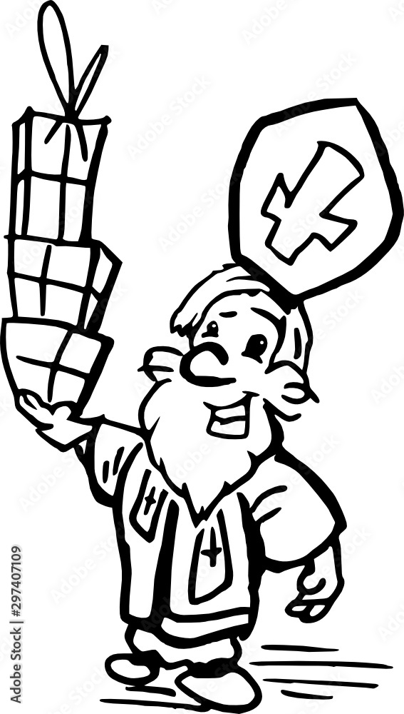 Fototapeta premium Sinterklaas holding a staple of presents - December 5 th party
